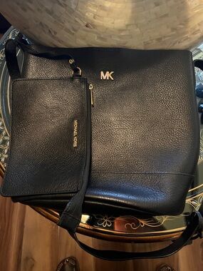 Michael Kors Black Pebbled Leather Crossbody with Wristlet